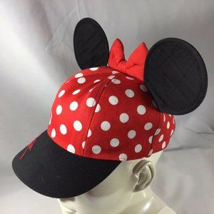 Babyhug Minnie Mouse Polka Print Summer Cap Red & Black - Diameter 57 cm